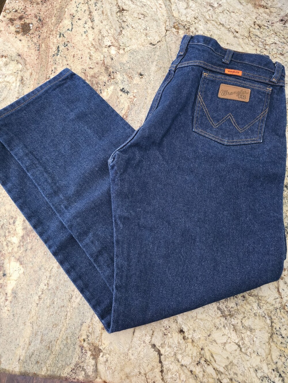 Wrangler Men’s FR Deep Blue Straight-Leg Jeans 36X30